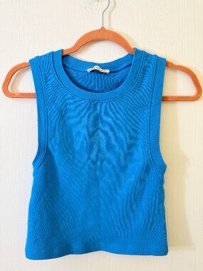 🌷 2/15 Zara Bright Blue Sleeveless Tank Top Size L